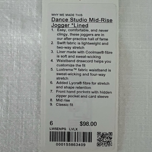 Lululemon Dance Studio Mid Rise Lined Jogger Lavender Lux Size 6 - Picture 8 of 8